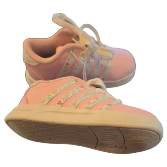 K-SWISS Toddler Girl's Pink Tennis Shoes w Floral Stripes NEW