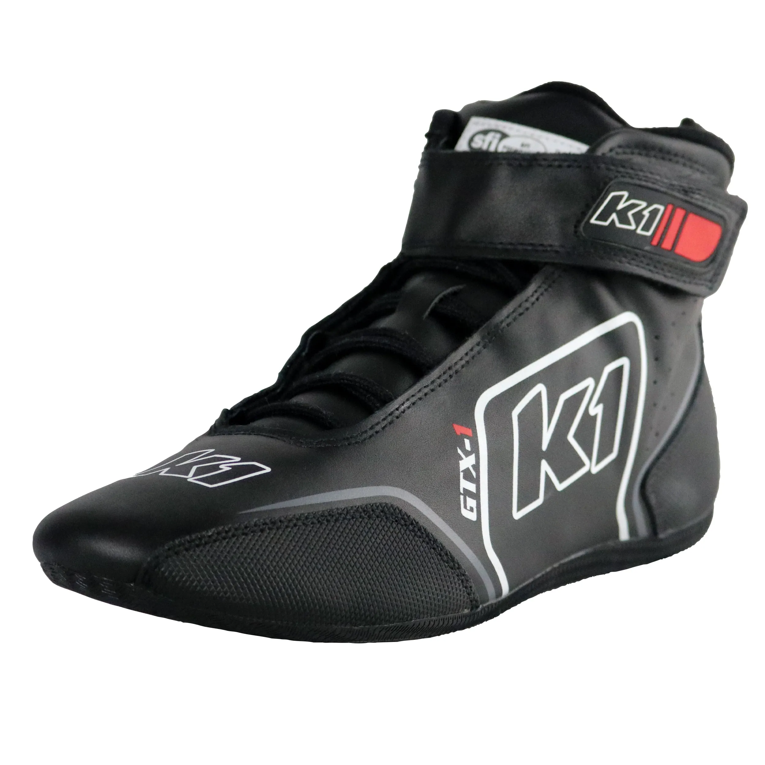 K1 GTX-1 Adult Soft Leather and Nomex® Auto Racing Shoes - SFI 3.3/5 - Black, Grey Size 7 (Copy)