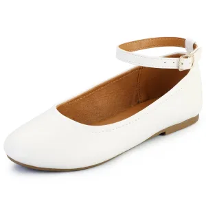Kids Dress Shoes-PU Leather Ankle Strap Ballet Flat Shoes