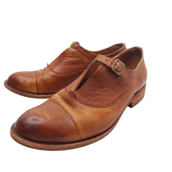 Korkease Niseda Monkstrap Oxford Shoes Brown Leather Cap Toe Women's 8M Academia