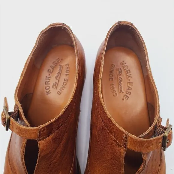 Korkease Niseda Monkstrap Oxford Shoes Brown Leather Cap Toe Women's 8M Academia