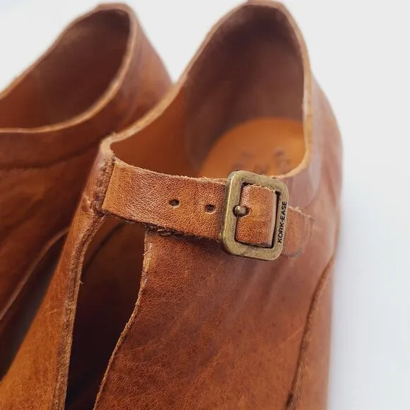 Korkease Niseda Monkstrap Oxford Shoes Brown Leather Cap Toe Women's 8M Academia