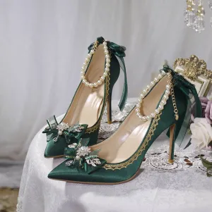 Lace Bow Flower Heels Customized Shoes