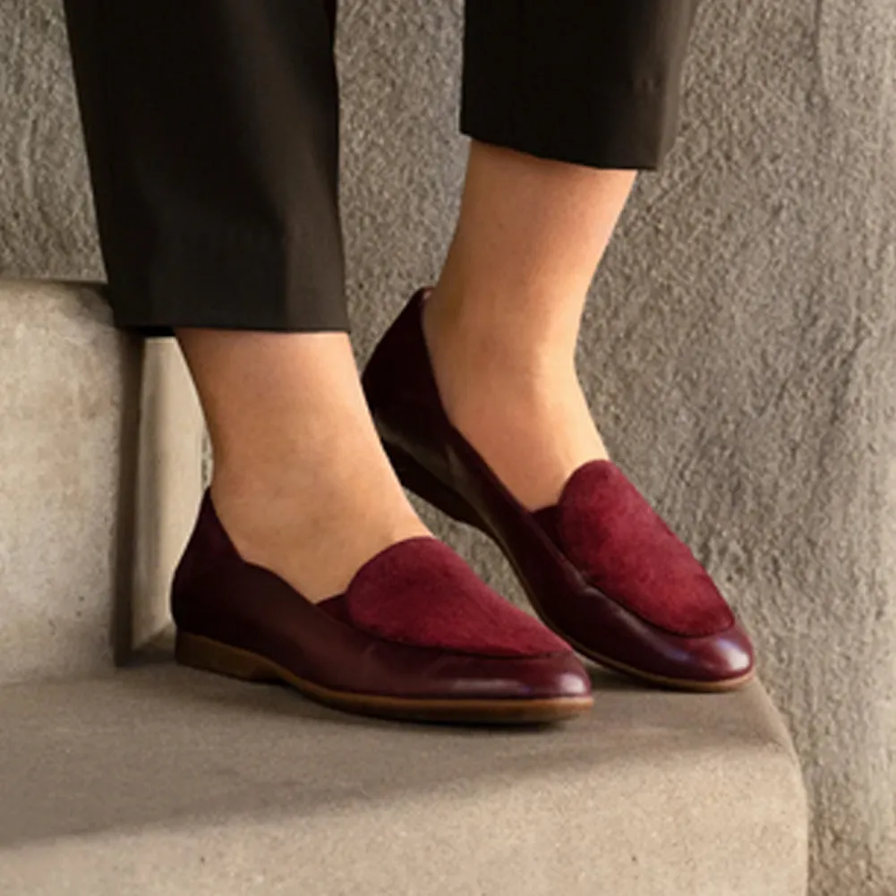Lace - Wine Glazed Leather Flat - 2040-880600