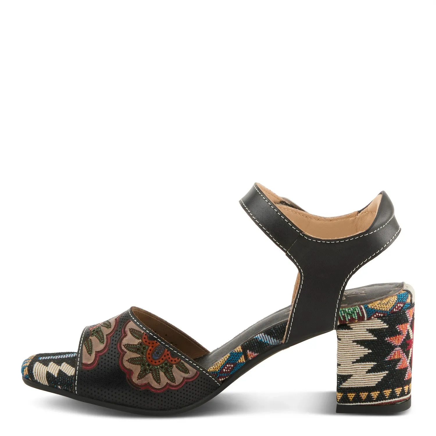 L'Artiste by Spring Step Women's Sassy Class Heeled Sandal - Black Multi