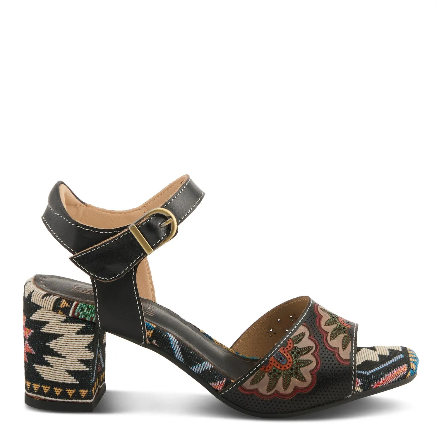 L'Artiste by Spring Step Women's Sassy Class Heeled Sandal - Black Multi