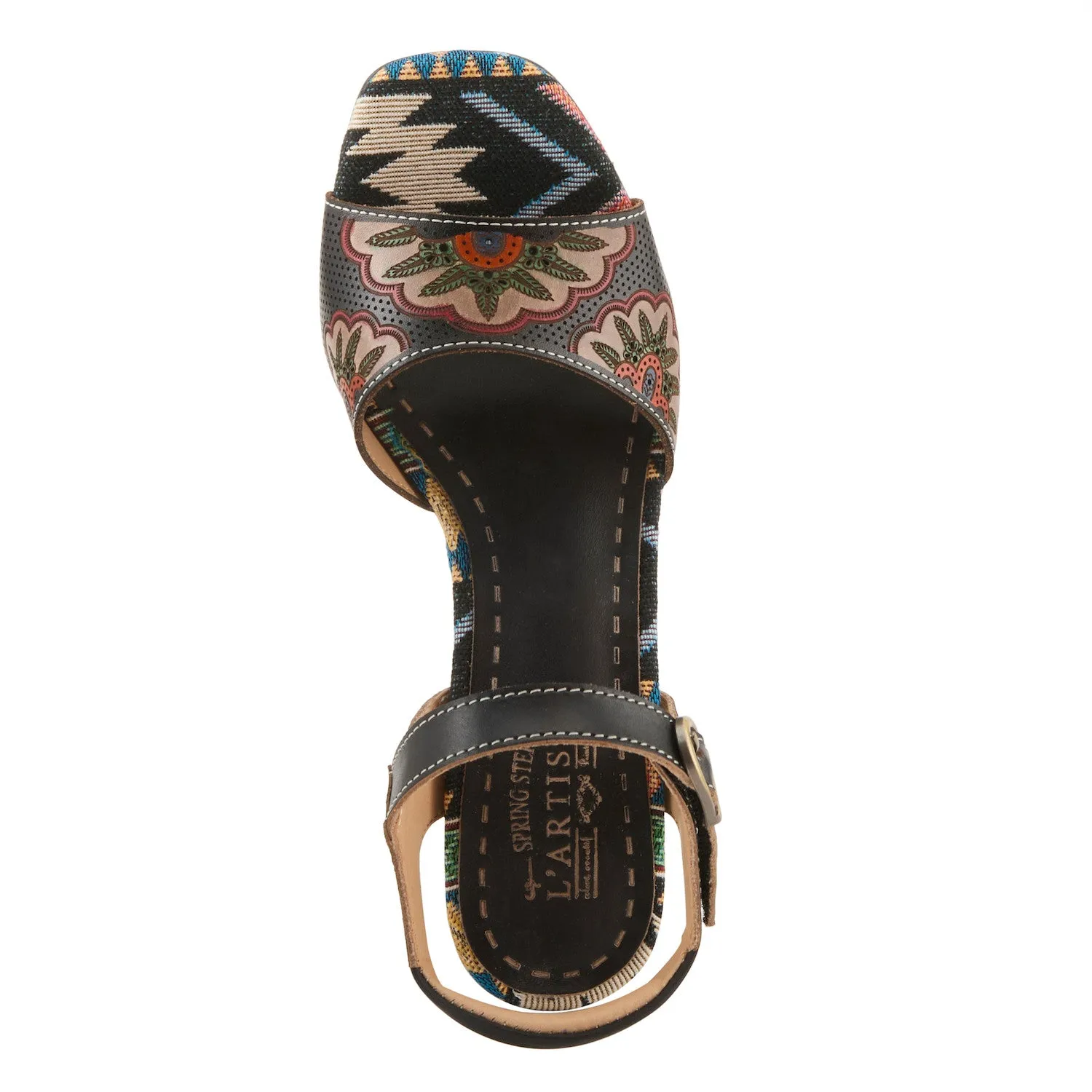 L'Artiste by Spring Step Women's Sassy Class Heeled Sandal - Black Multi