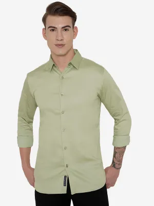 Light Green Solid Slim Fit Semi Casual Shirt | JadeBlue