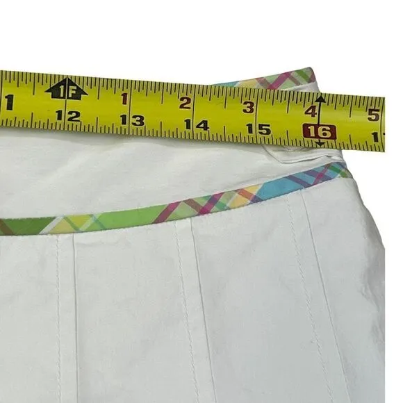 LILLY PULITZER Skort Women's 8&quot; White &amp; Plaid Pleated Tennis Golf Skirt