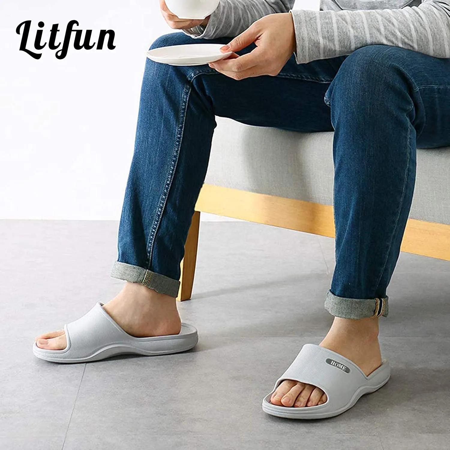 Litfun Soft Sandals Slides for Women Men Lightweight Beach Pool Shower Shoes Bathroom Slippers