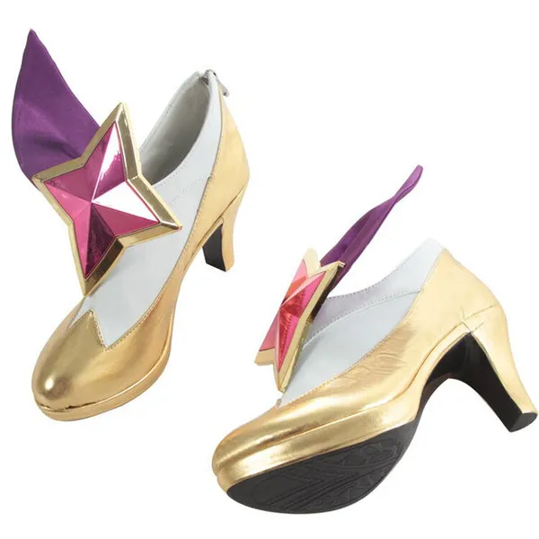 LOL Star Guardian Ahri Golden White Cosplay Shoes