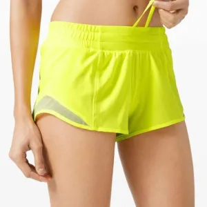 Lululemon Hotty Hot Short II Highlight Yellow Lined sz 14 NEW