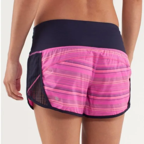Lululemon Run: Sun Sprinter Short Elevation Stripe Pow Pink/Deep Indigo 10