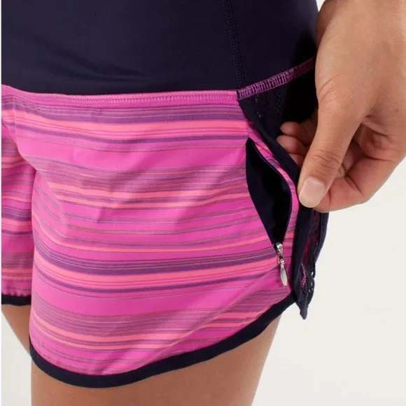 Lululemon Run: Sun Sprinter Short Elevation Stripe Pow Pink/Deep Indigo 10