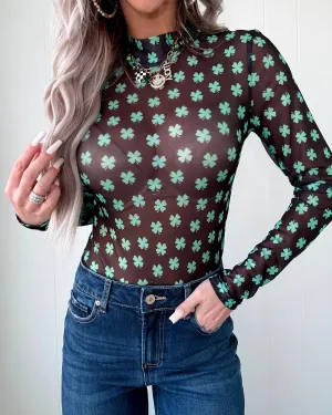 Lush Clover Mesh Bodysuit - Black