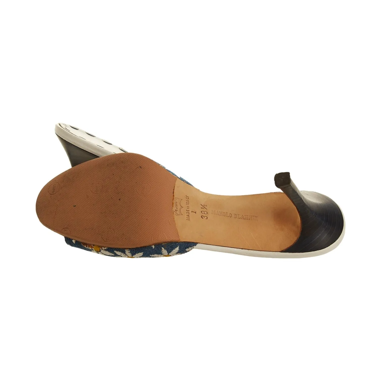Manolo Blahnik Denim Daisy Heels