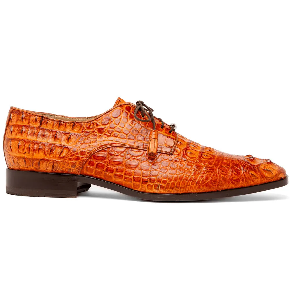 Marco Di Milano Nilo Brandy Hornback Crocodile Derby Oxford Dress Shoes