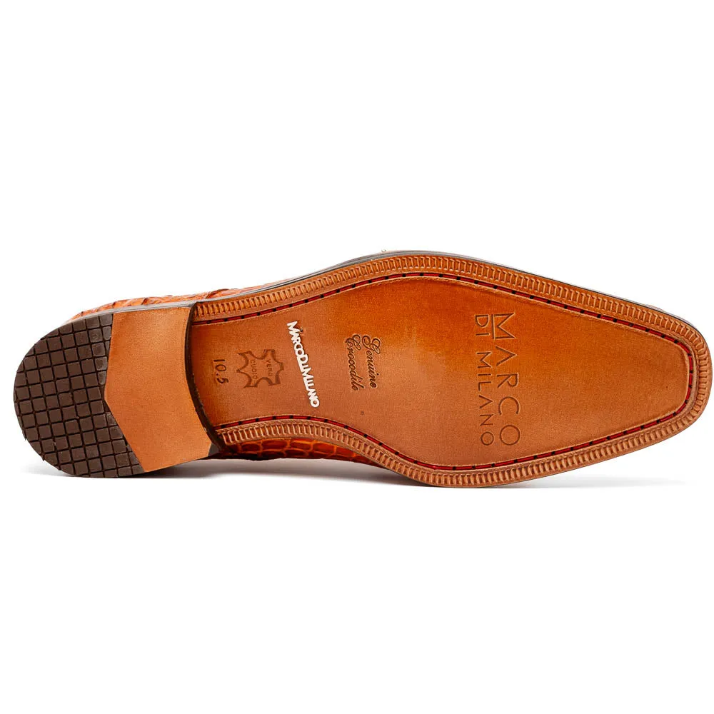 Marco Di Milano Nilo Brandy Hornback Crocodile Derby Oxford Dress Shoes