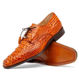 Marco Di Milano Nilo Brandy Hornback Crocodile Derby Oxford Dress Shoes