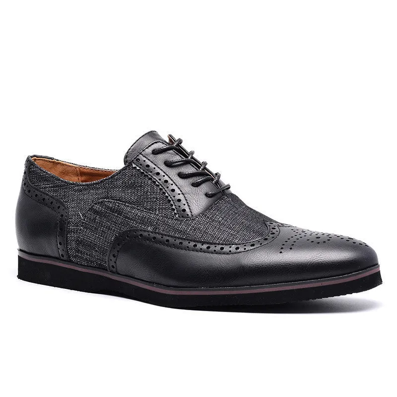 Men Casual Shoes Z6 brand Handmade breathable comfortable jeans PU Brogue men shoes #W6653