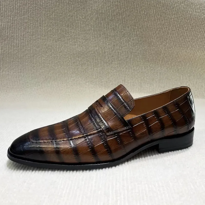 Men Pointed Loafers Slip-on Leather Shoes