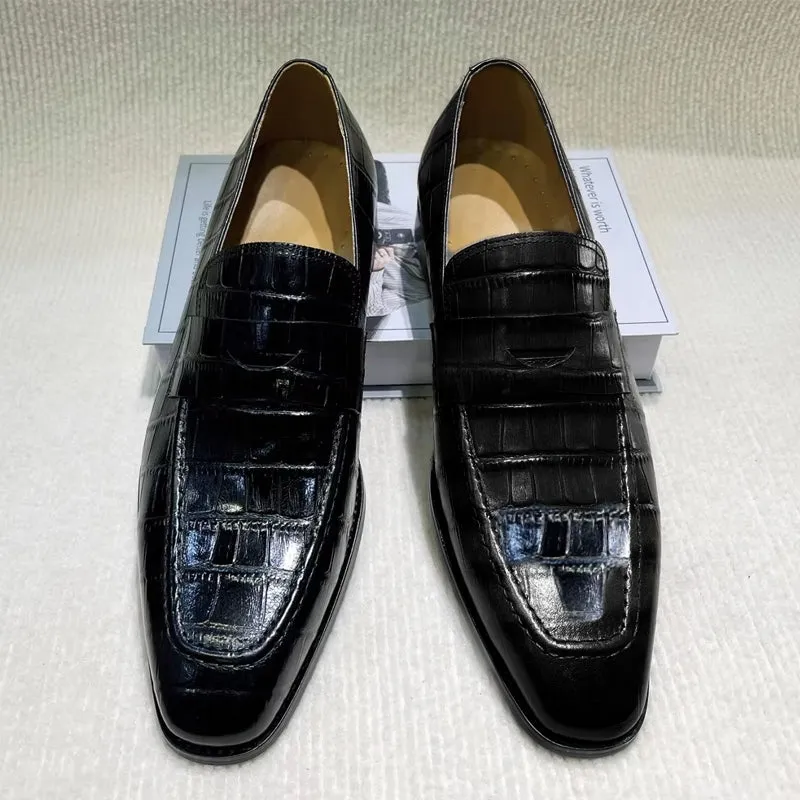 Men Pointed Loafers Slip-on Leather Shoes