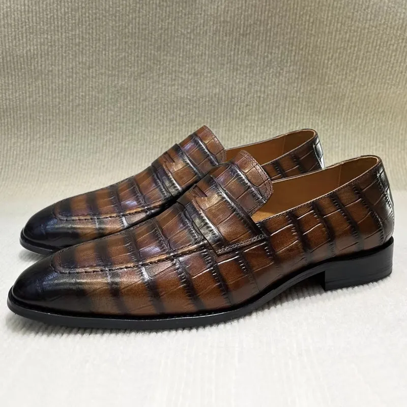 Men Pointed Loafers Slip-on Leather Shoes
