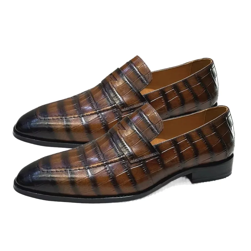 Men Pointed Loafers Slip-on Leather Shoes