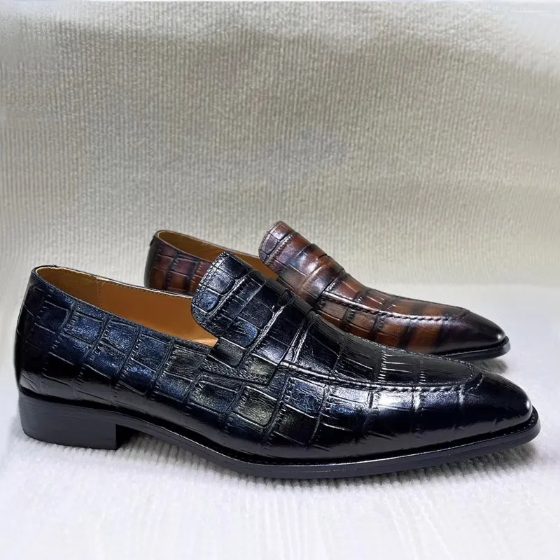 Men Pointed Loafers Slip-on Leather Shoes