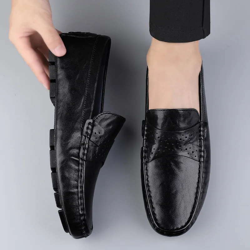 Men Shoes Leather Comfy Loafers Soft Sole Shoes