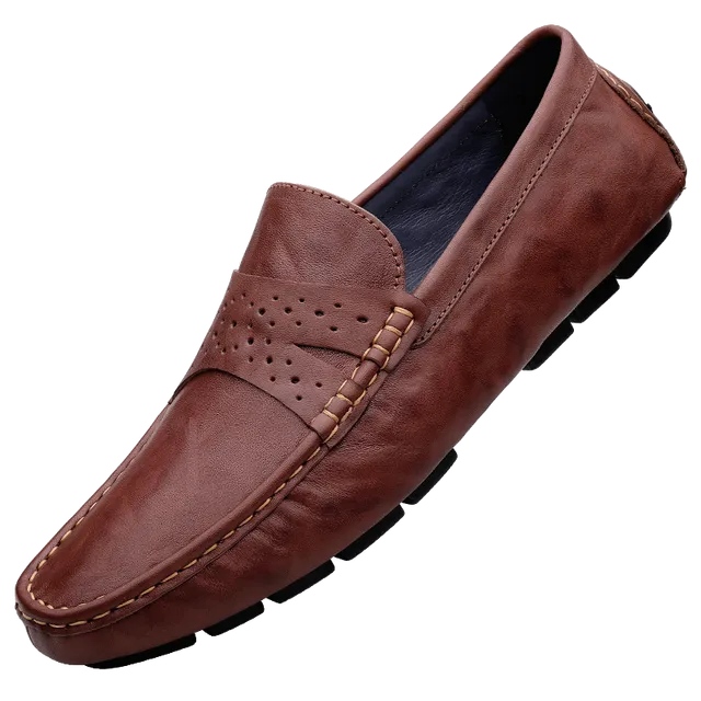 Men Shoes Leather Comfy Loafers Soft Sole Shoes