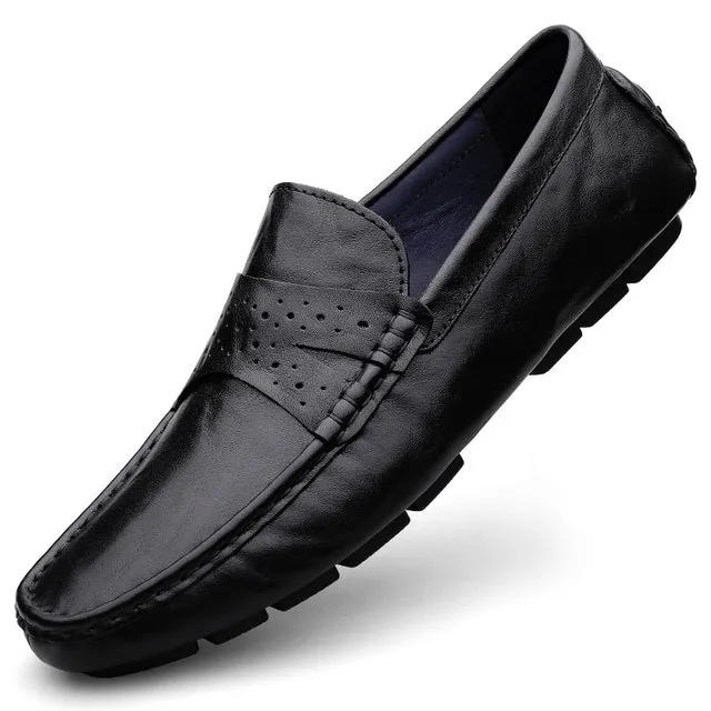 Men Shoes Leather Comfy Loafers Soft Sole Shoes