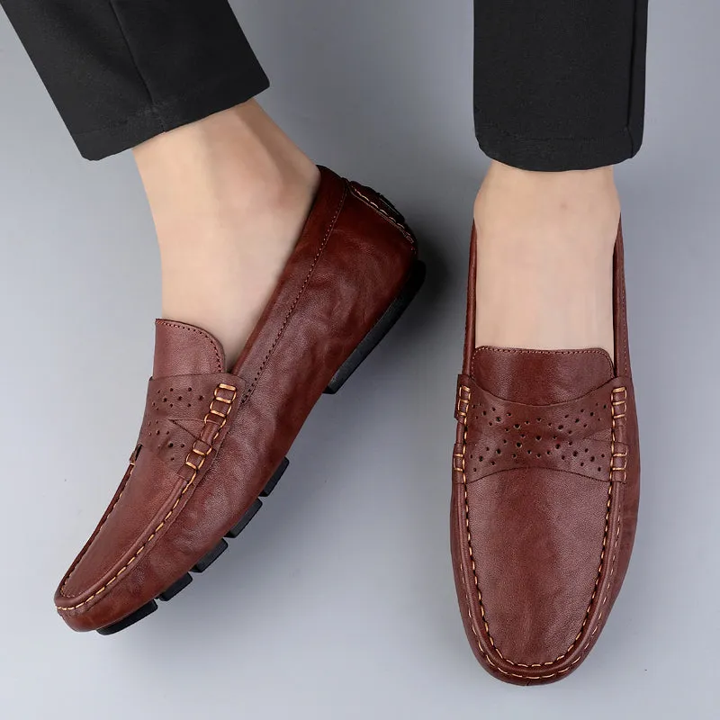 Men Shoes Leather Comfy Loafers Soft Sole Shoes