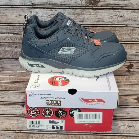 Men's Skechers Lace Up Safety Arch Fit Sr Comp Toe