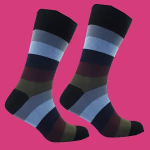 Men's Tavistock Stripe Socks - Overcast