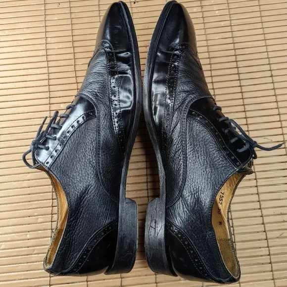 MERCANTI FIORENTINI Men's Black Leather Wing Tip Balmoral Dress Oxford Shoes Siz