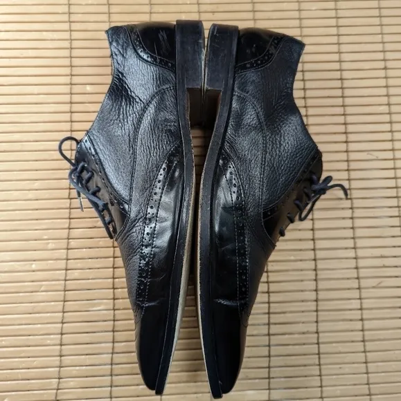 MERCANTI FIORENTINI Men's Black Leather Wing Tip Balmoral Dress Oxford Shoes Siz