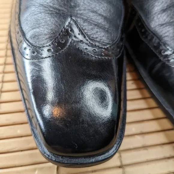 MERCANTI FIORENTINI Men's Black Leather Wing Tip Balmoral Dress Oxford Shoes Siz