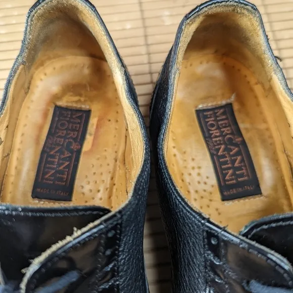 MERCANTI FIORENTINI Men's Black Leather Wing Tip Balmoral Dress Oxford Shoes Siz