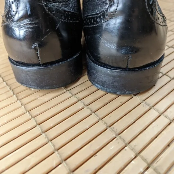 MERCANTI FIORENTINI Men's Black Leather Wing Tip Balmoral Dress Oxford Shoes Siz