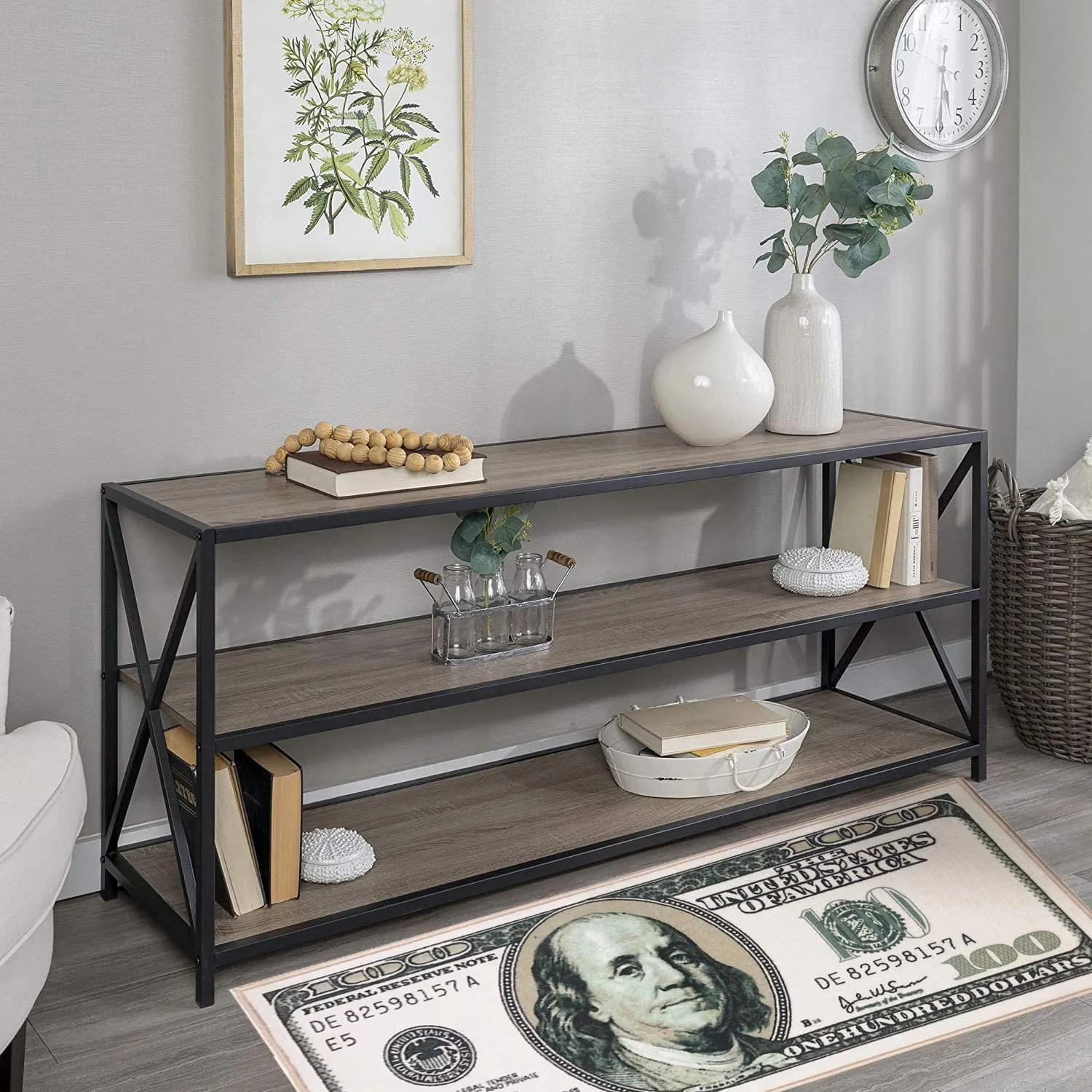 New Awesome Siesta Collection Non Slip Rubber Back Runner Rug 22" x 53" Hundred Dollar Nylon Shape Rectangular