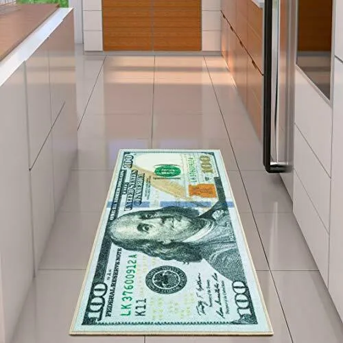 New Awesome Siesta Collection Non Slip Rubber Back Runner Rug 22" x 53" Hundred Dollar Nylon Shape Rectangular