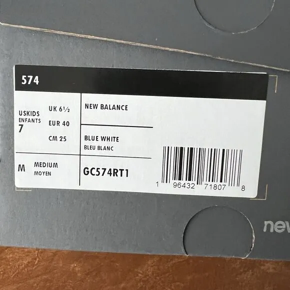 New Balance 574 Sneakers Shoes Suede White Royal Blue Men's 7 Womens 8.5