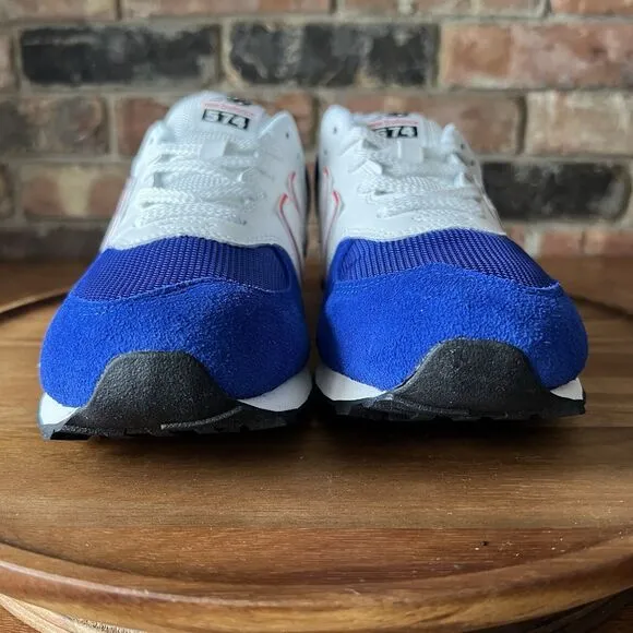 New Balance 574 Sneakers Shoes Suede White Royal Blue Men's 7 Womens 8.5