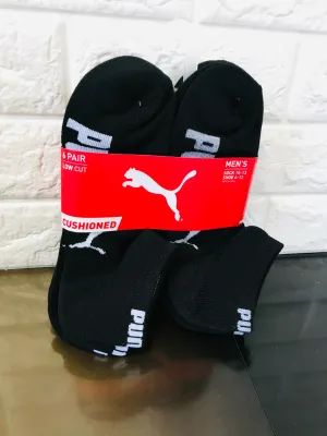 New in package! PUMA Men's 6 Pack Low Cut Socks, Black, Shoe size 6-12!