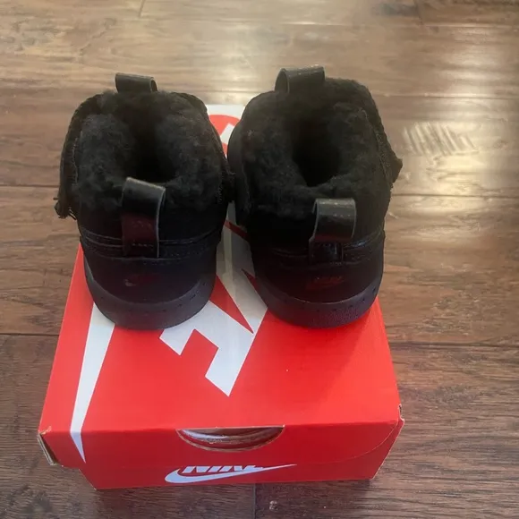 NIKE Court Borough Mid 2 TD Black Toddlers Shoes Size 5c CQ4027 001 New In Box