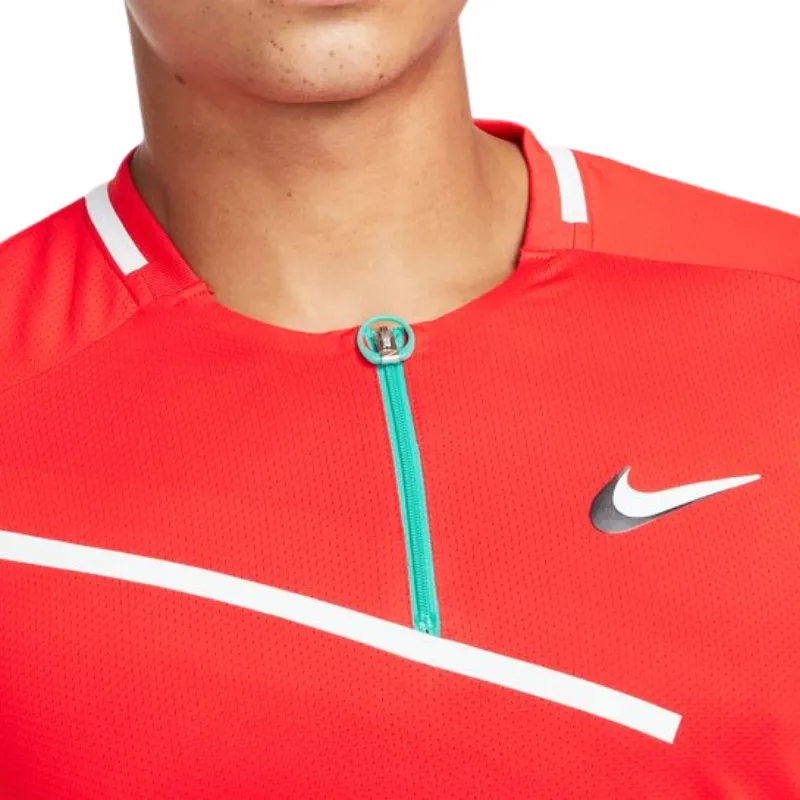 Nike Court Slam Mens Tennis Polo - Habanero Red/White