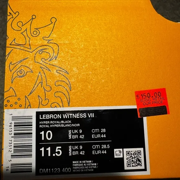 Nike LeBron Witness VII Basketball Shoes, Men’s Size 10 or Women’s Size 11.5