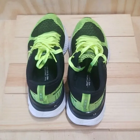Nike React Infinity Run Flyknit 2 Running Shoes Black Volt Men's sz 8,Wmn 9 1/2