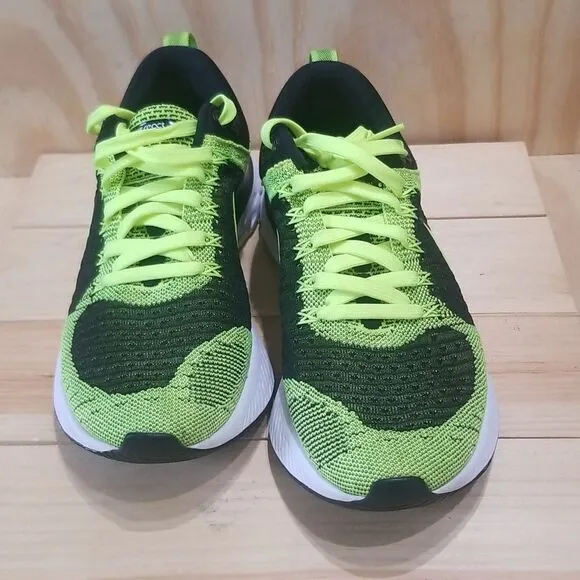 Nike React Infinity Run Flyknit 2 Running Shoes Black Volt Men's sz 8,Wmn 9 1/2